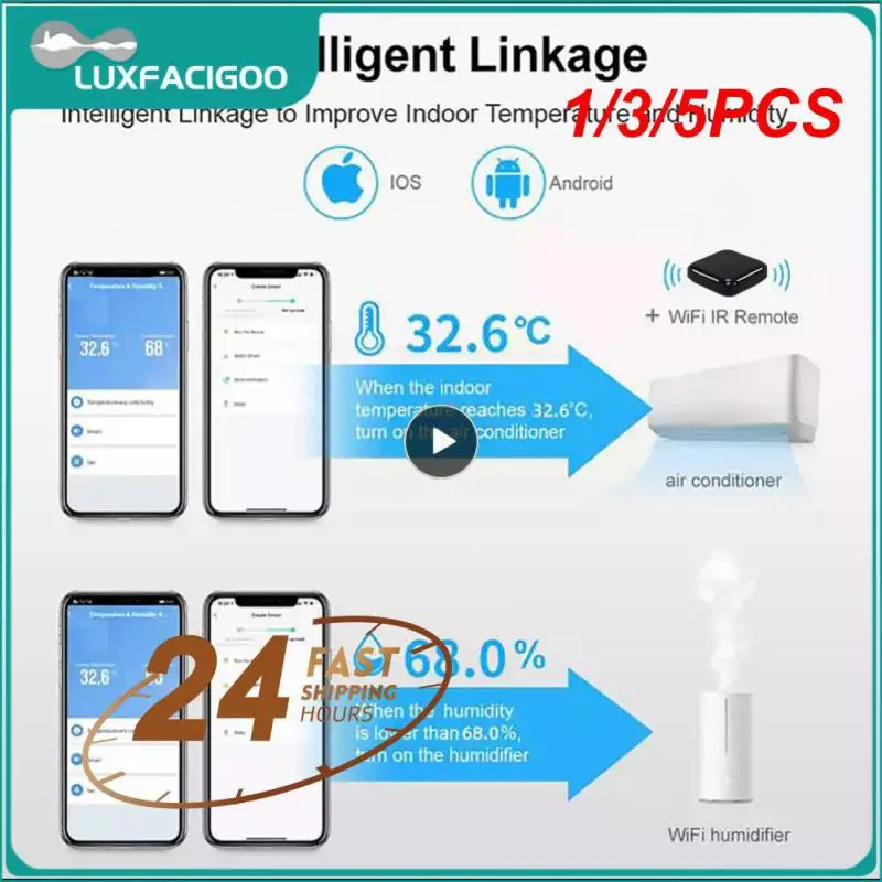 

1/3/5PCS Tuya Zigbee3.0 Smart Temperature and Humidity Sensor Wireless Thermometer with LCD Screen Digital Display Work with