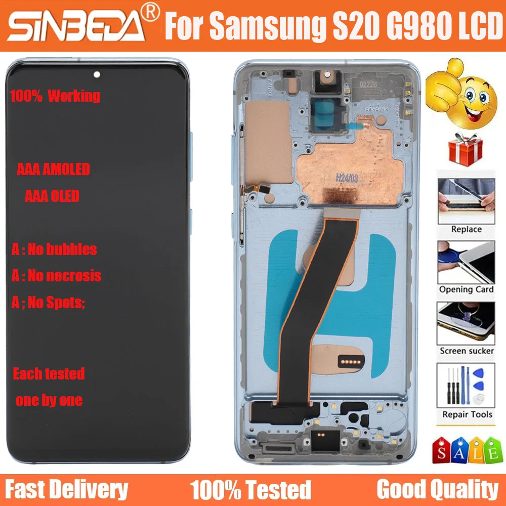 AAA AMOLED для Samsung Galaxy S20 5G экран Замена с рамкой ЖК-дисплей дигитайзер G980u G981a G981w G981u