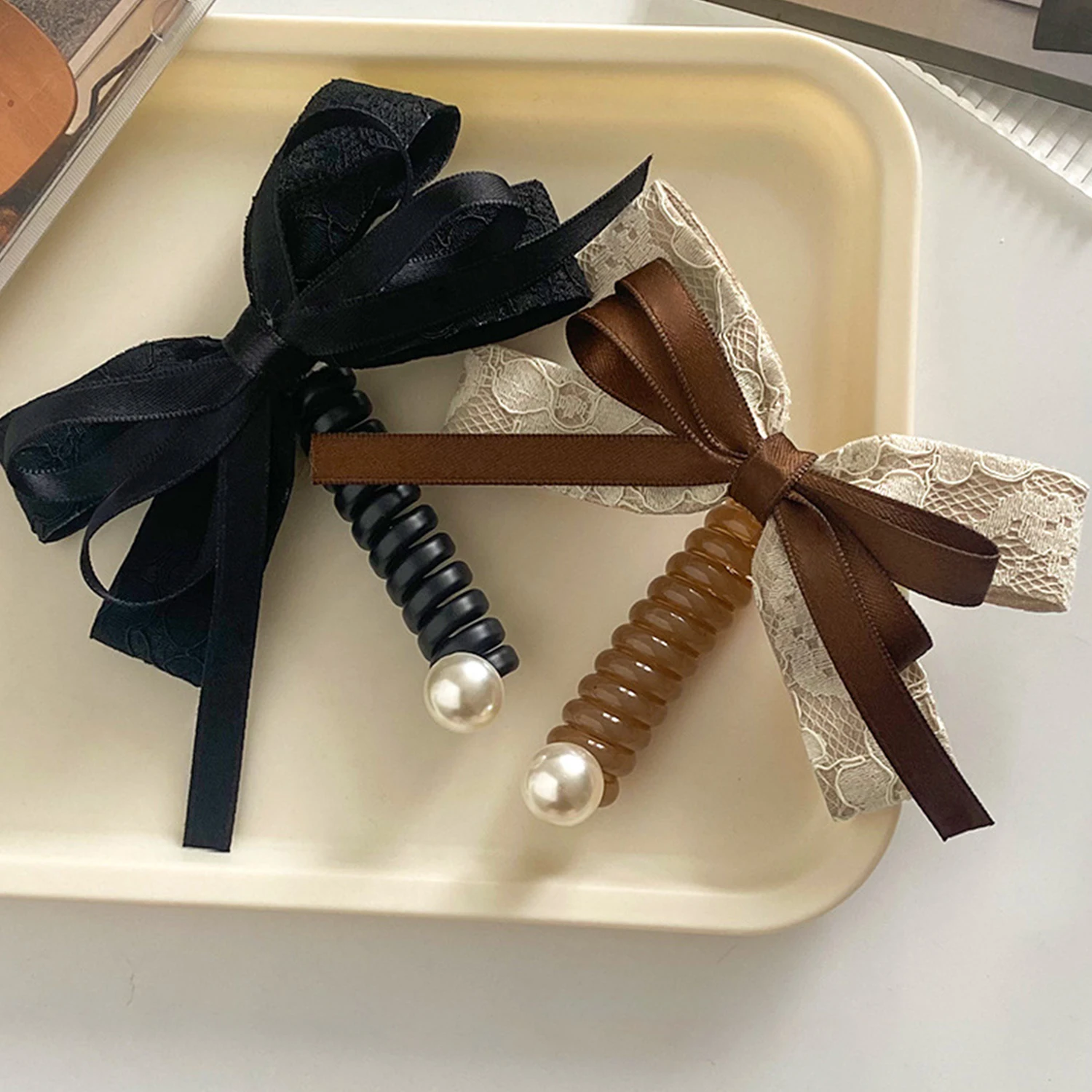 

New Fashion Telephone Line Hair Rope Bowknot Elastic Rubber Band Women Ladies Bow Ponytail Holder Hair Accessories Ornaments