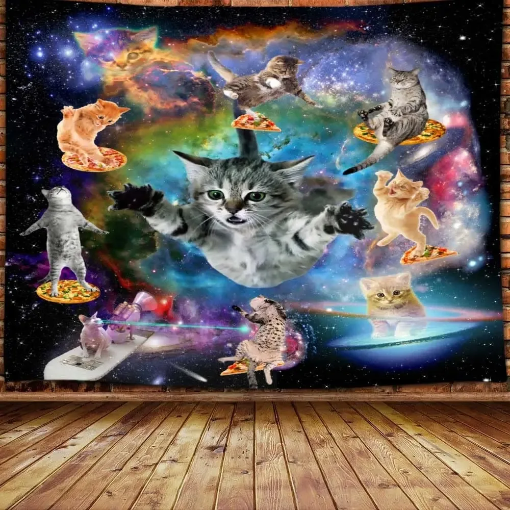 Психоделический гобелен с рисунком кошки для офиса гостиной домашний Настенный