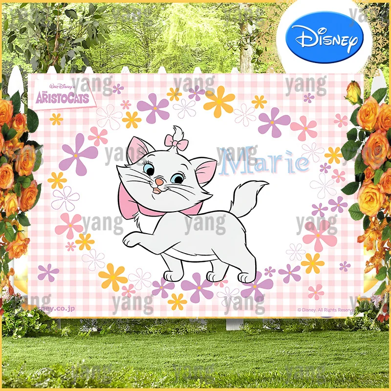 Flowers Wedding Disney Baby Shower Tapestry Marie Cat Background  Party Supplies Photography The AristoCats Backdrop Birthday