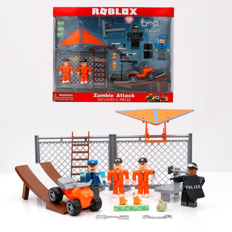 

Prison Escape, Virtual World Roblox 4 Building Blocks Dolls + Accessories Surrounding Anime Game Toys Christmas Gift