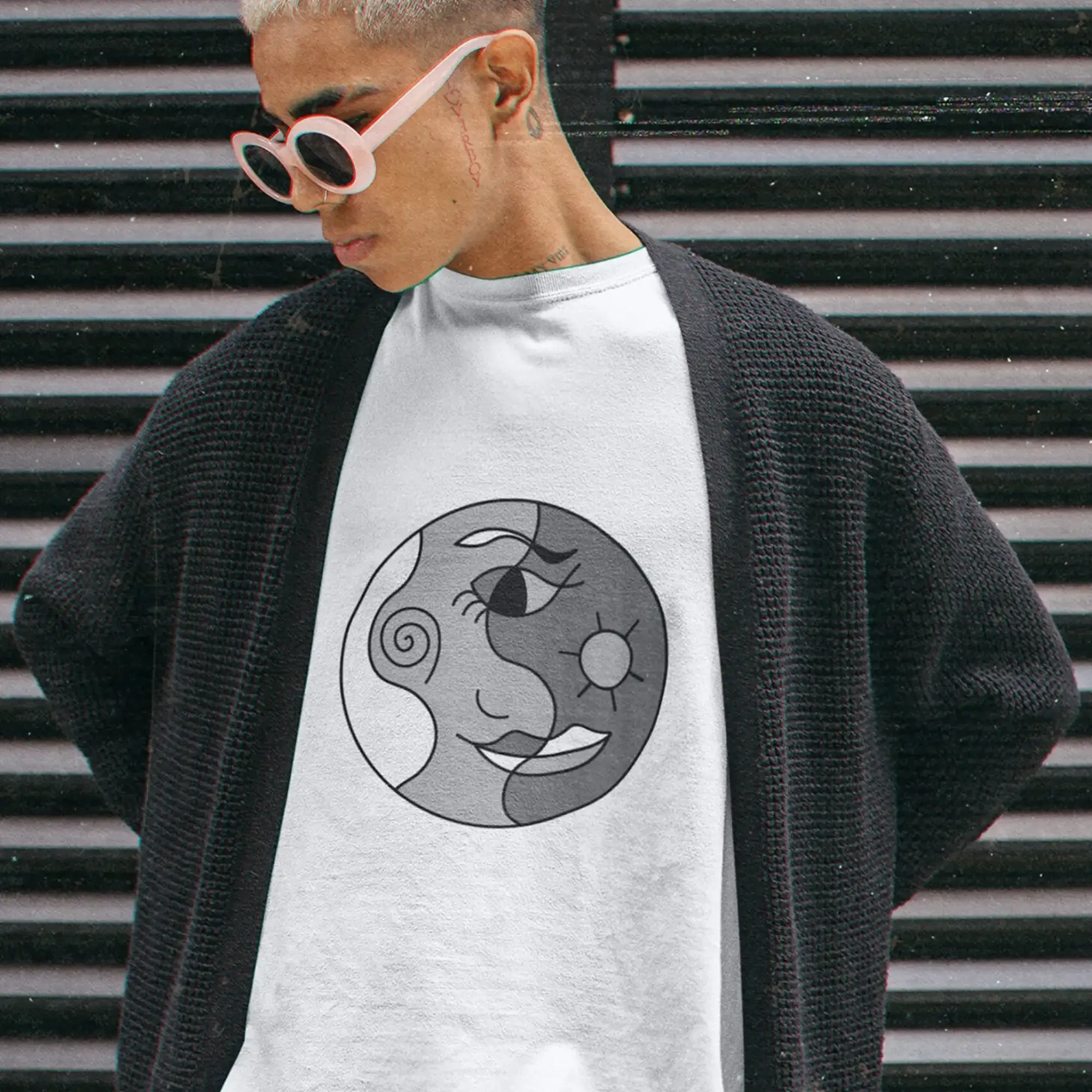 Абстрактный Солнечный улыбка футболка кубизм художественный Топ Повседневная