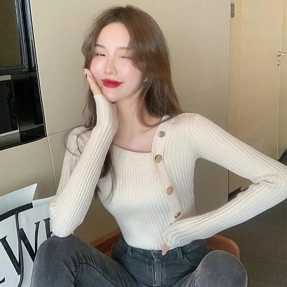 Женский вязаный свитер с длинными рукавами осень-зима 2025 новая корейская версия