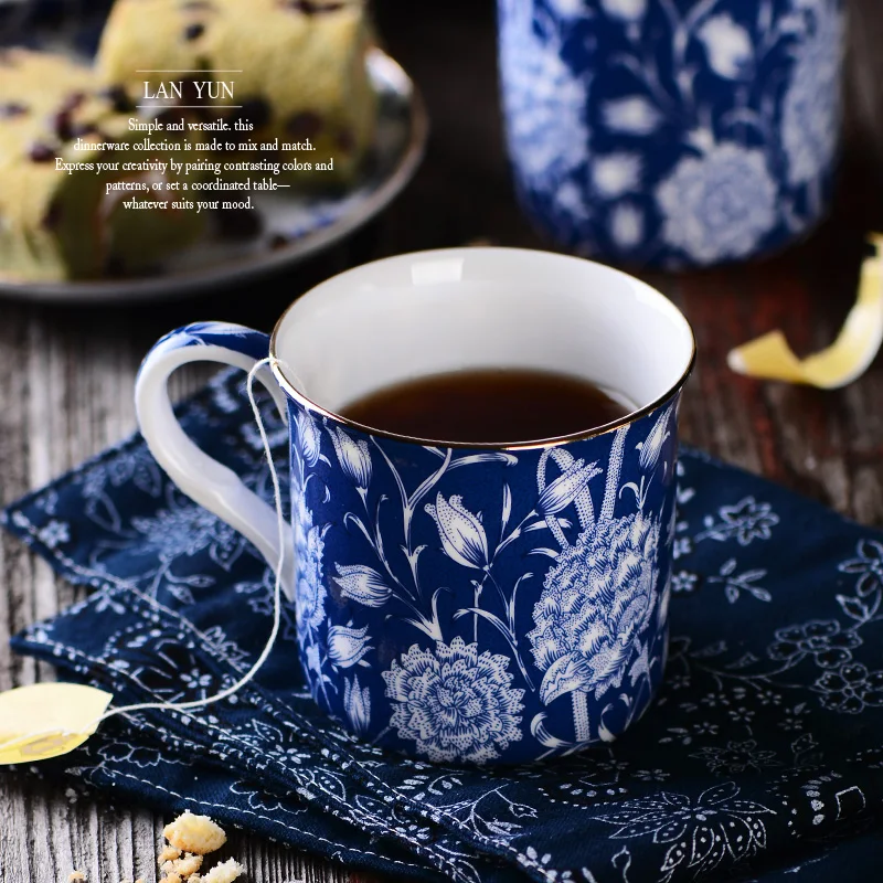 

JINYOUJIA High Quality Ceramics Wild Tulip Fine Bone Porcelain William Morris Design Pattern English Black Tea Coffee Cup