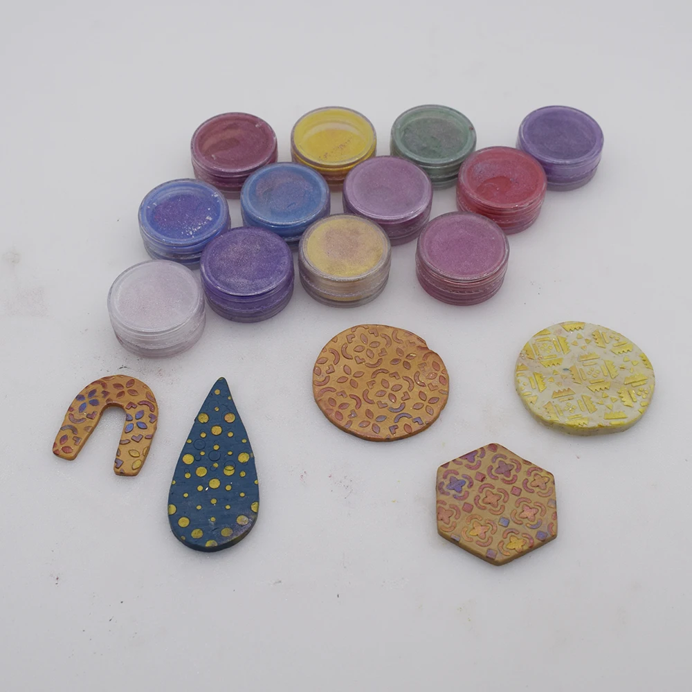 Перламутровая Слюда Порошок Полимерная Глина Резьба шаблон порошок трафарет