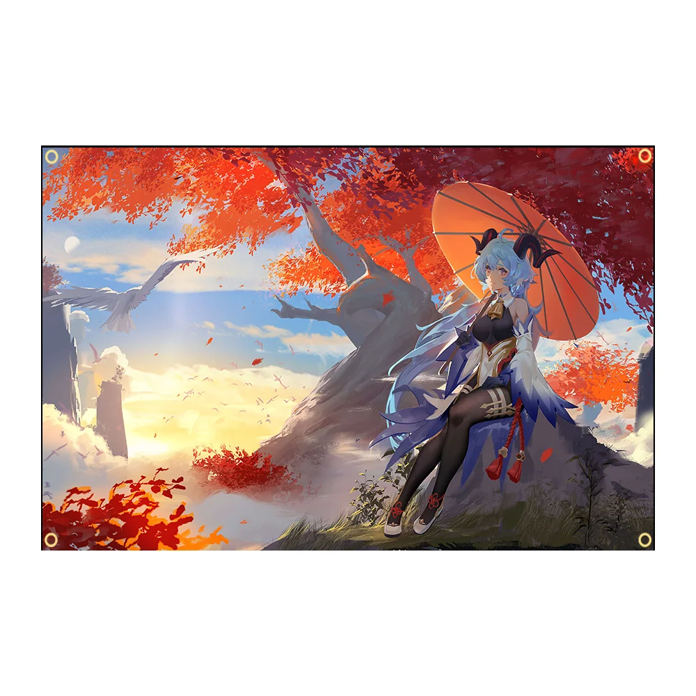 

90x150cm Genshin Impact ACGN Cartoon Cloth Photography Backdrops Home Decoration Boys Girls Bedroom Silk