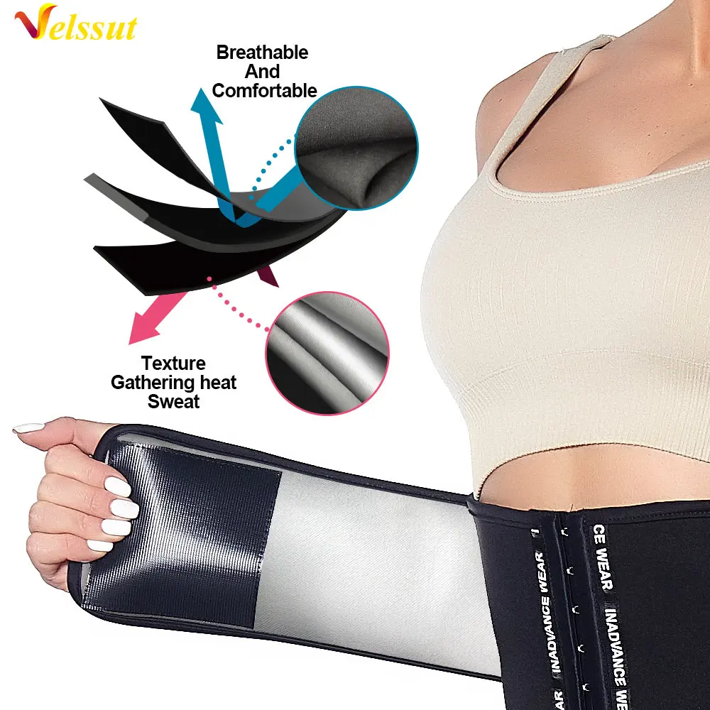 Velssut Sauna Waist Trainer for Women Weight Loss Belly Belt Hot Sweat Girdle Tummy Control Band Body Shaper Fat Burning Workout