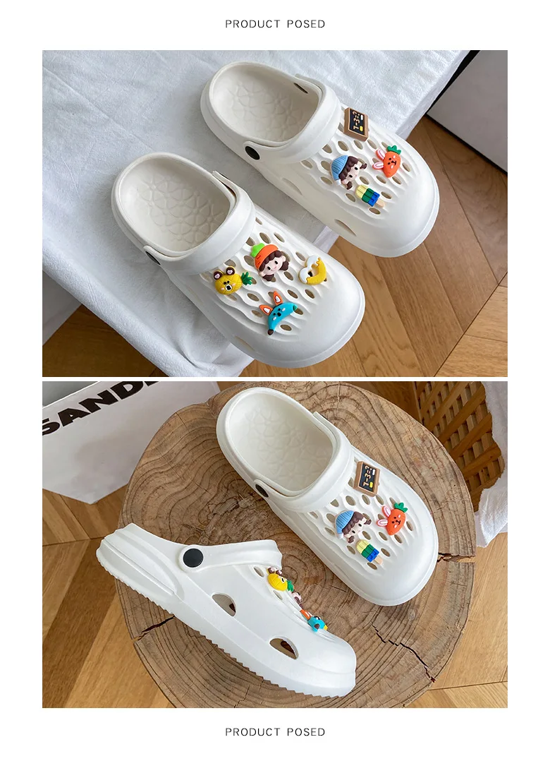 Summer Women Slippers Non-slip EVA Soft Bottom Shoes Sandals Home Slippers Clogs Shoes Buckle Accessories All-match Cute Shoes