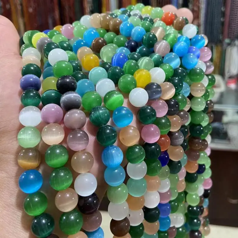 

6/8/10/12/14/16/18mm Colorful Cat's Eye Stone Round Beads For Jewelry Making Diy Bracelet Charms Necklace Pendant Accessories