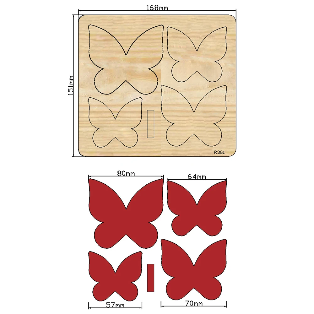 

Butterfly Wooden Cutting Dies Scrapbooking DECOR HOME DIY Suitable for Market Universal Cutting Machine / R361