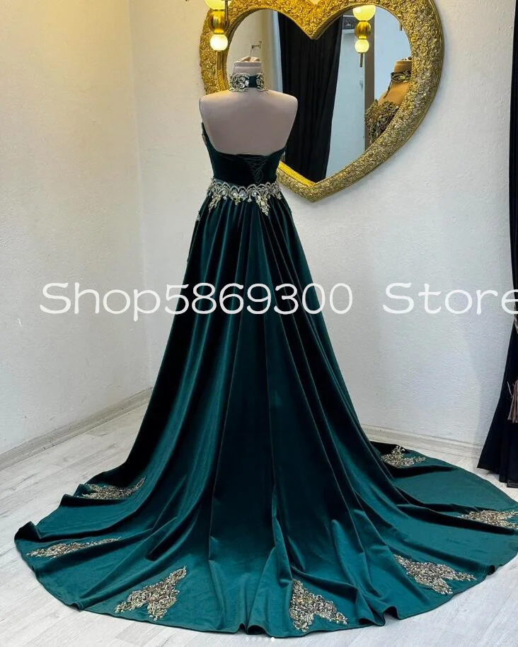 Хантажное зеленое платье для выпускного вечера из марокканского фарфора с