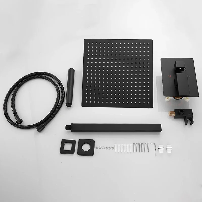 Душевая система с настенным креплением латунная черная кран для ванной комнаты