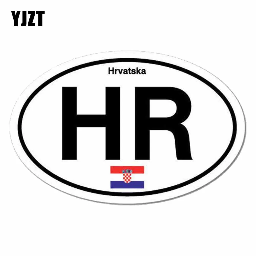 

YJZT 10.8CM*6.7CM ZA Personality HR Croatia Hrvatska Country Code Oval Car Sticker Decal 6-2630