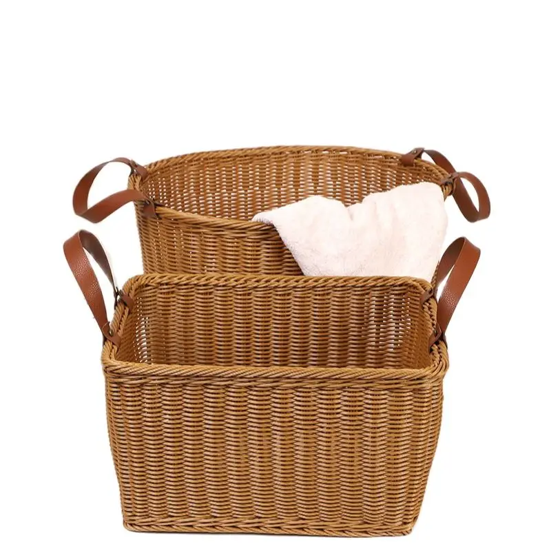

CAMIGEL Woven Storage Basket Dirty Clothes Basket Laundry Basket Large Rattan Basket with Handles