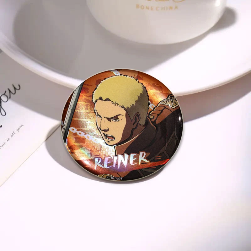 Фото Eren Jaeger Reiner Braun Mikasa·Ackerman Armin Arlert Anime Badge Cartoon Figure Round Display Brooches Bag Accessorie Lapel Pin №4