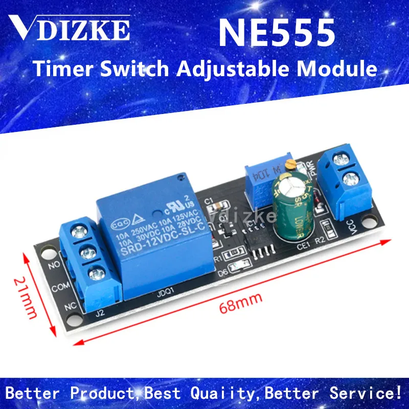 Переключатель таймера NE555 регулируемый модуль релейный с задержкой времени