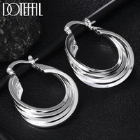 doteffil 925 sterling silver four coils circle hoop earring for woman fashion party wedding engagement party jewelry