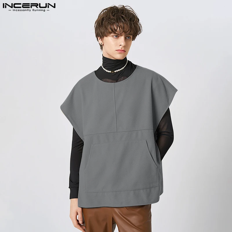 

INCERUN Tops 2023 American Style Handsome Men's Solid Simple All-match Vests Fashionable Male Loose Comfortable Waistcoat S-5XL