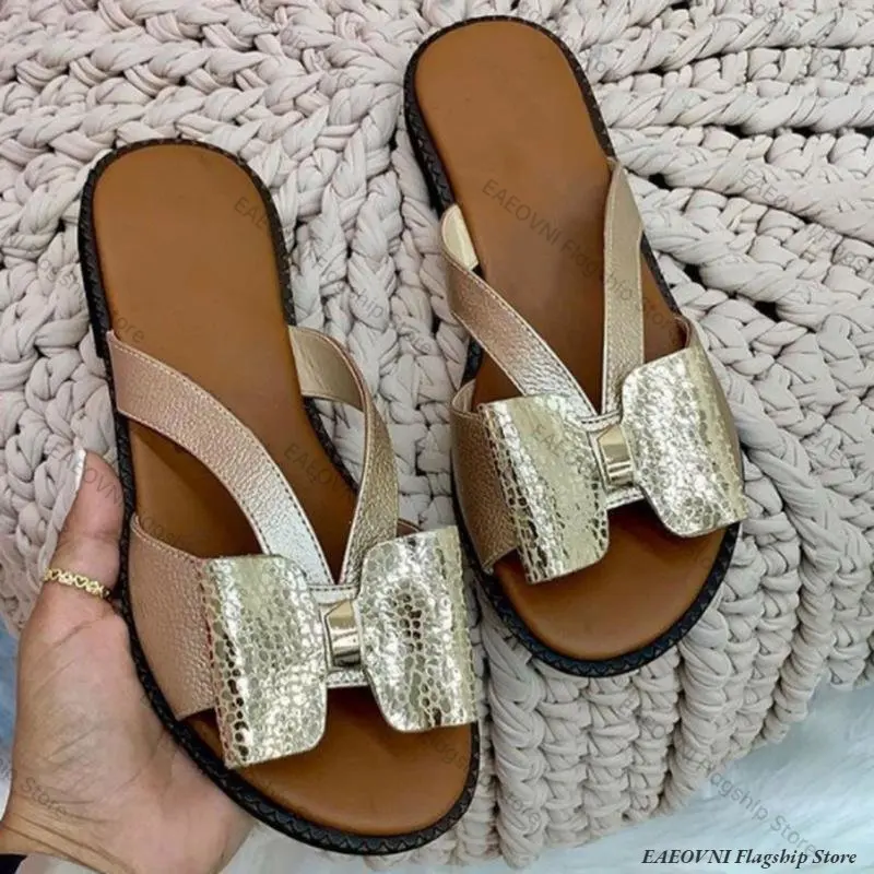 Summer Women Slippers Cute Butterfly-Knot Casual Sandals Lady Slides Zapatillas Mujer Flats Slip-On Women Shoes for Women 2023