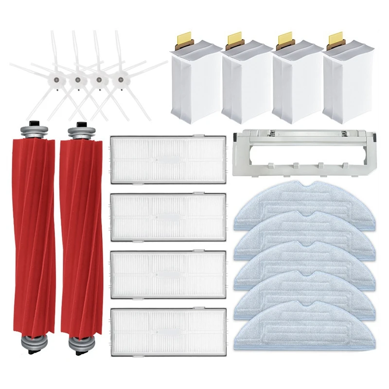 

For Roborock S7 / T7S / T7S Plus Sweeping Robot Dust Bag Side Brush Main Brush Filter Main Brush Cover Accessories Red + White
