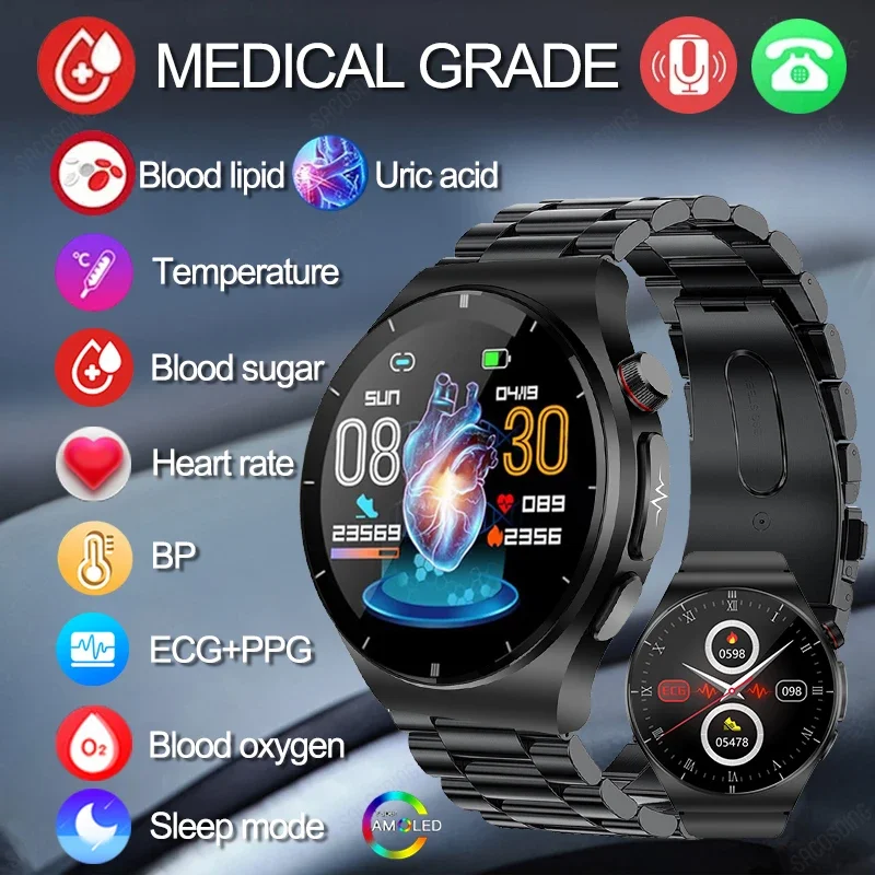 Новинка 2024 умные часы для здоровья с монитором уровня сахара в крови липидов