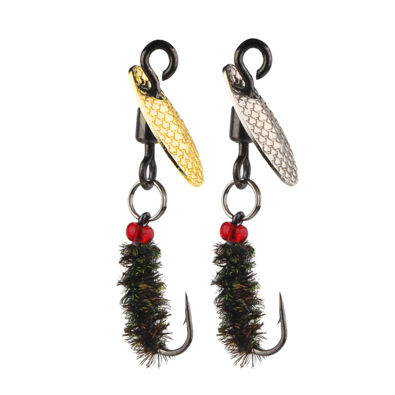 

ODJ 6Pcs Fishing Lure #12 #14 Black Hooks Bright Skin Material Nymph Spinner Dry Fly Insect Bait Trout Fly Fishing Flies