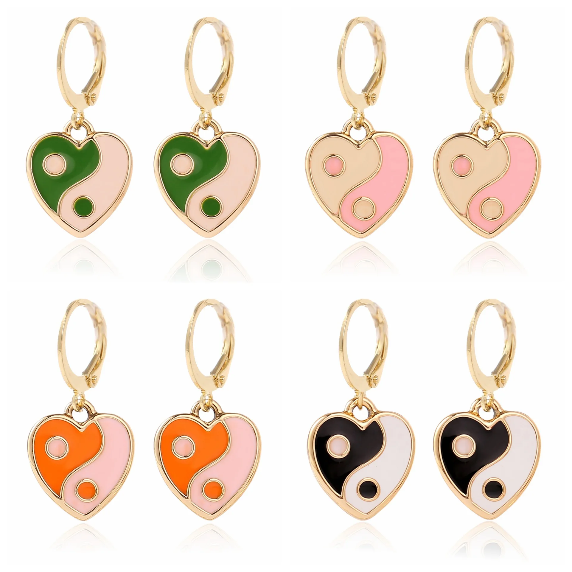 

Роскошные висячие серьги в форме сердца Инь Янь разноцветные масляные Висячие серьги для женщин и девочек Висячие серьги рождественские по...