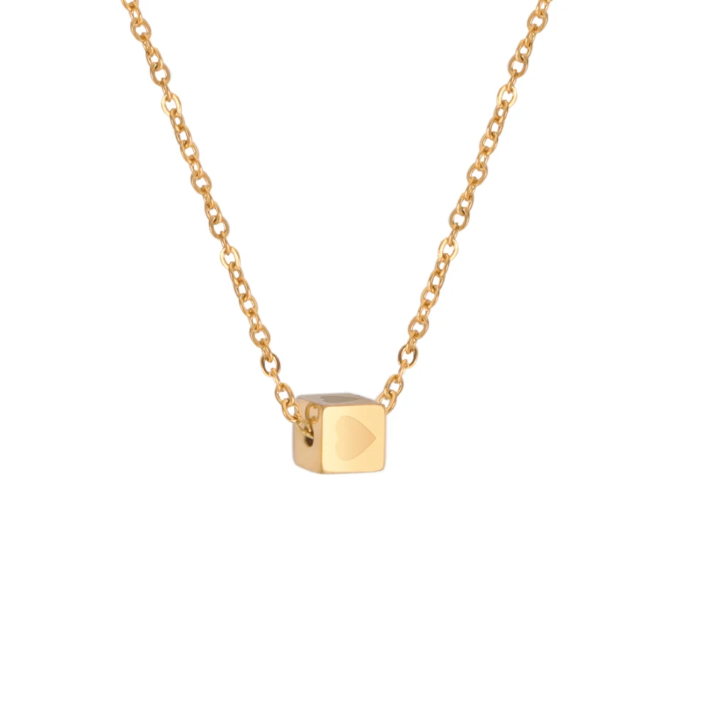 

Xincong ювелирные изделия из нержавеющей стали, дропшиппинг, золотой цвет 4,8x4,8 мм кубический кулон с узором в виде сердца, ожерелье с цепочкой д...