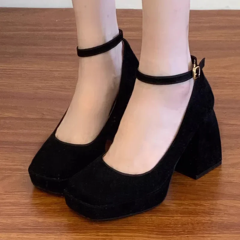 Новые розовые женские туфли Мэри Джейн на каблуке с пряжкой вечерние высоком