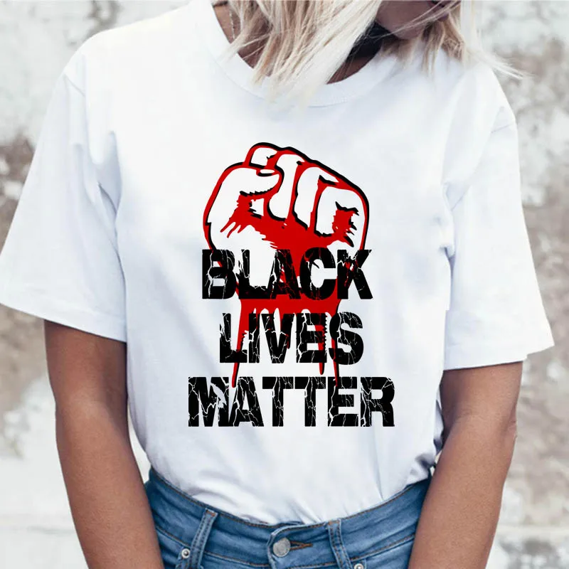

2023 New T-shirt Women Black Lives Matter White Top Female T Shirts Casual Short Sleeve I Cant Breath Printed Tee Tops Clothes
