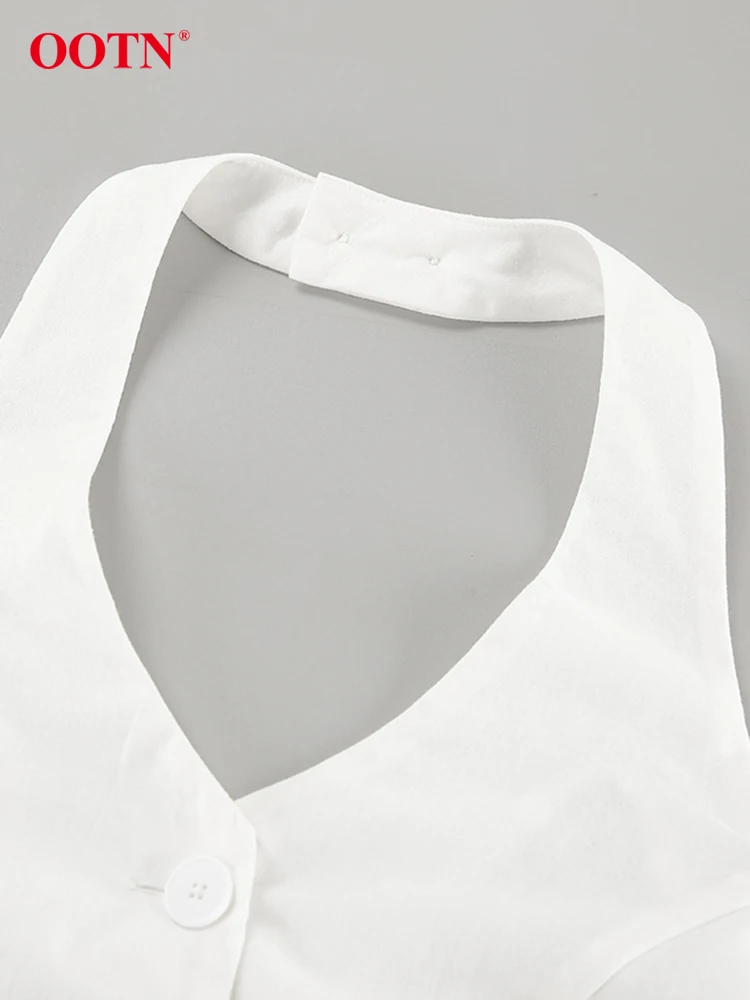 OOTN летний хлопковый белый комплект с шортами для женщин 2 шт. модные сексуальные