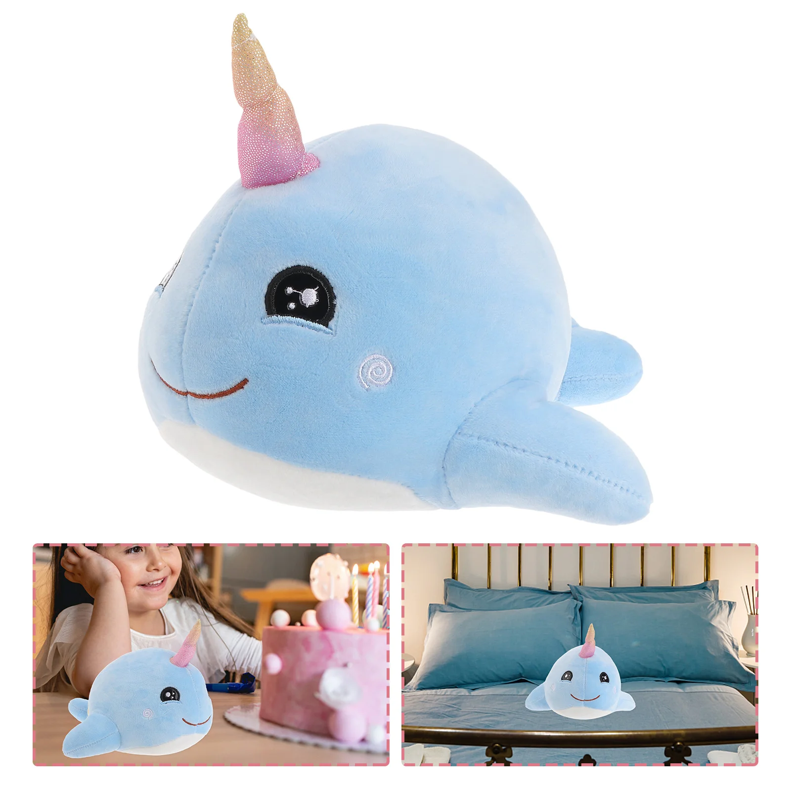 

25cm Lovely Narwhal Plush Pretty Stuffed Animal Doll Present for Kids