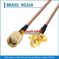 high quality sma male to sma female washer nut 2 hole flange pigtail jumper rg316 extend cable low loss
