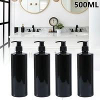 4pcs refillable 500ml empty lotion pump bottles for gel soap dispenser shampoo black flat shoulder pressing lotion bottle set