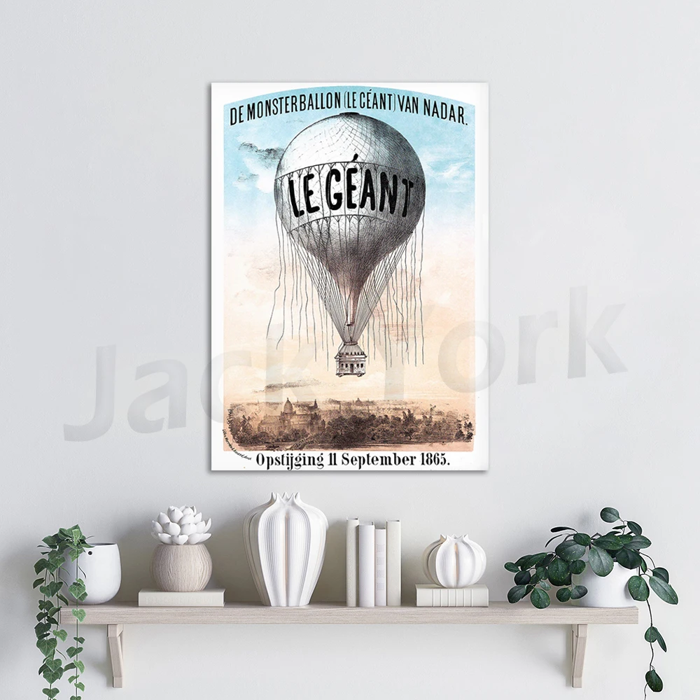 

De Monsterballon Le Geant Van Nadar Vintage Poster, Retro Wall Art Print