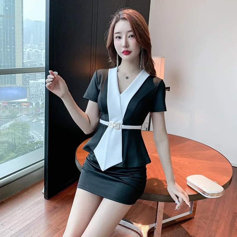 Женская рабочая одежда рубашка костюм с короткой юбкой для отеля официанта