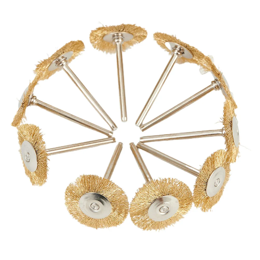 

10pcs Brass Wheel Brush Set 3.17mm Shank Wire Wheel Brush For Rotary Tools Electric Tool For The Engraver Polishing Tools