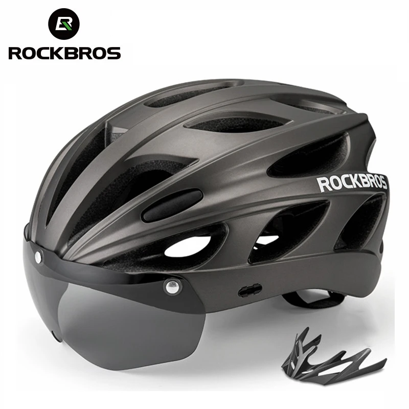 

Велосипедный шлем ROCKBROS для мужчин и женщин, дышащий Интегрированный шлем из пенополистирола, Линзы для очков, шлем для горного и шоссейного ...