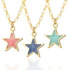 Ожерелье в стиле бохо с эмалью и звездами для женщин, женский кулон в богемном стиле, золотые длинные цепи, звено из нержавеющей стали, корейская бижутерия, 2022