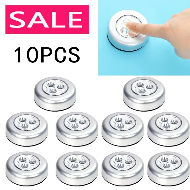 

10pcs Bedside lamp Stick Pat Lamp 3 LED Touch Bedside cabinet Lamp LED Night Light Sensor Battery-powered Home Decor