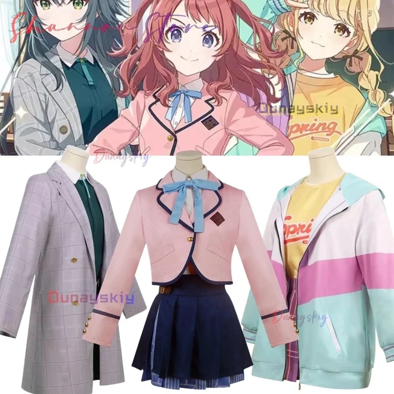 Фото ❤️ ❤️ ❤️ Аниме-костюм Gakuen IDOLM@STER: Фудзита Котонэ, Ханами Саки, школьная форма JK, платье, парик Цукимуры Темари, головные уборы для ролевых игр ❤️ ⭐️ ❤️ №1