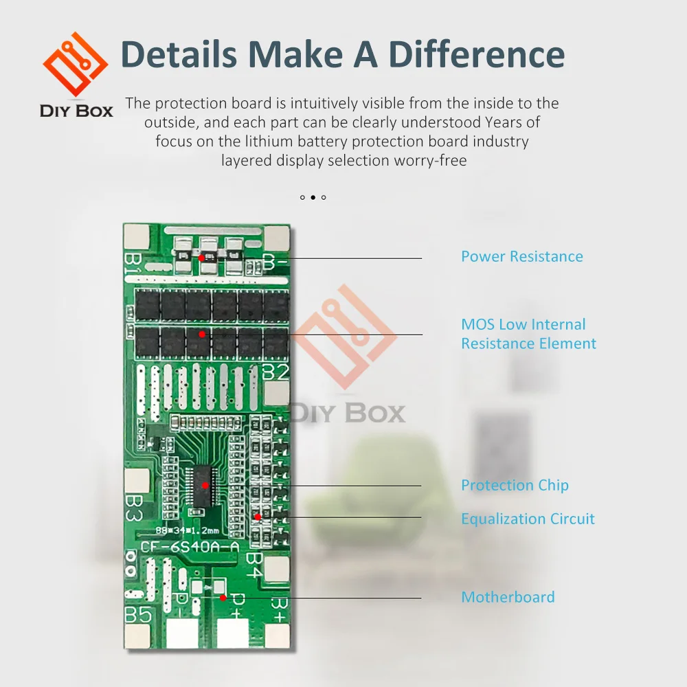 

Lithium BMS 6S 24V 20A 40A 18650 Li-Ion Battery Protection Board with Balance For Ebike Escooter Solar Light Power Bank Charge