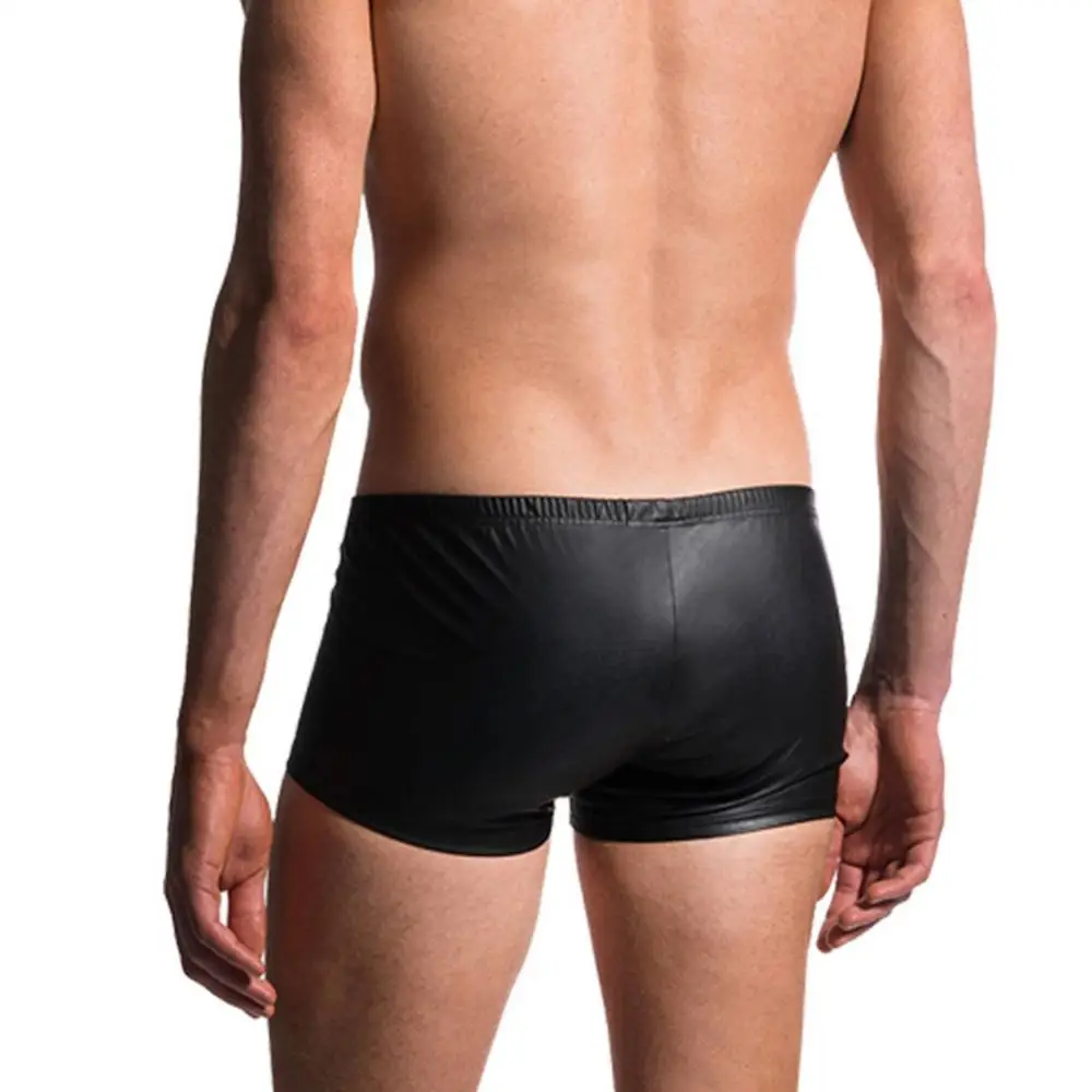 

Sexy Open Bulge Pouch Men's Boxers Underwear Faux Leather Shorts Underpants
