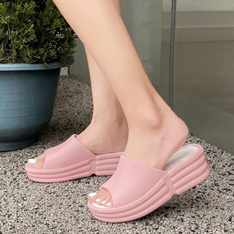 2023 Summer Women Thick Platform Cloud Slippers Indoor Bathroom Non Slip Shoes EVA Soft Sole Slides Ladies Wedges Beach Sandals