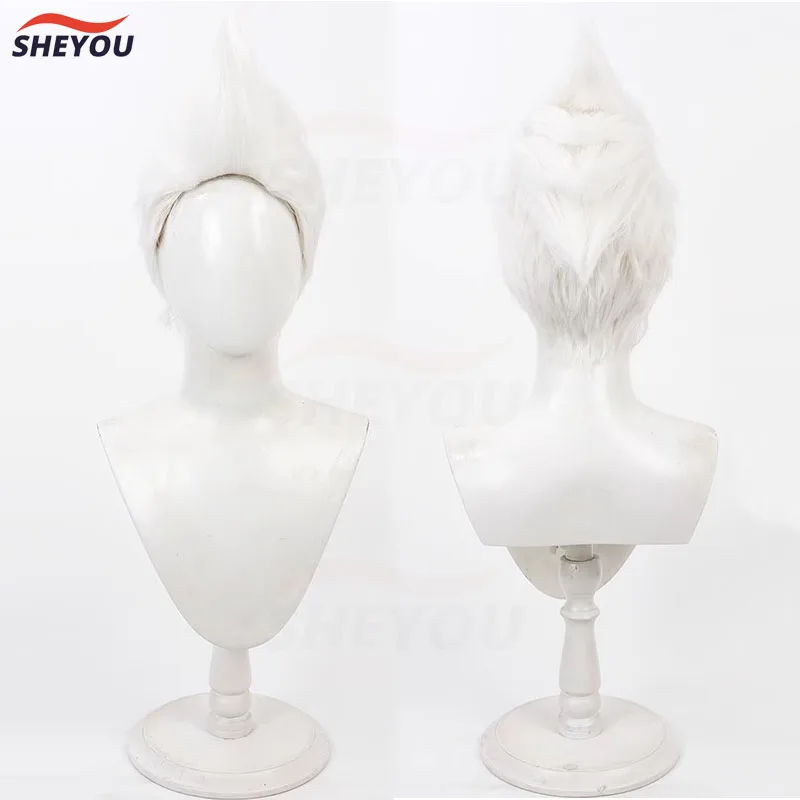 Парик для косплея LOL Arcane Ekko The Boy Who Shattered Time короткие белые наклейки из