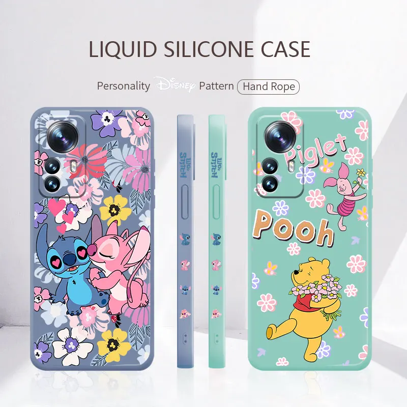 

Liquid Case for Samsung Galaxy A52 A12 A51 A32 A21s A71 4G 5G M12 M01s A50s Celular Silicone Red Disney Lilo & Stitch Winnie