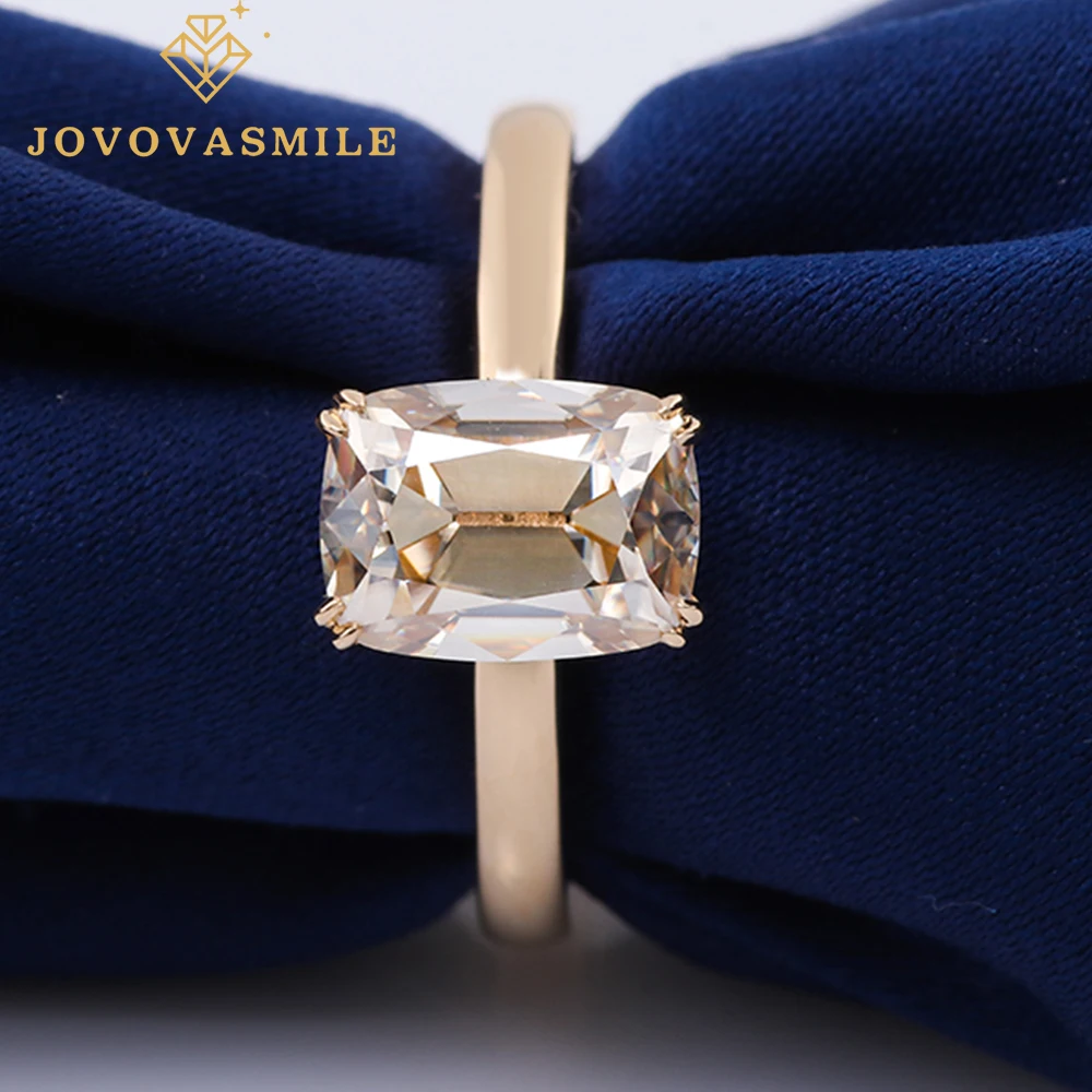 

JOVOVASMILE Fine Jewelry Cushion Cut Moissanite Ring 2carat 7*8mm Old Mine Shape18k Real Solid Gold Best Friend Birthday Gift