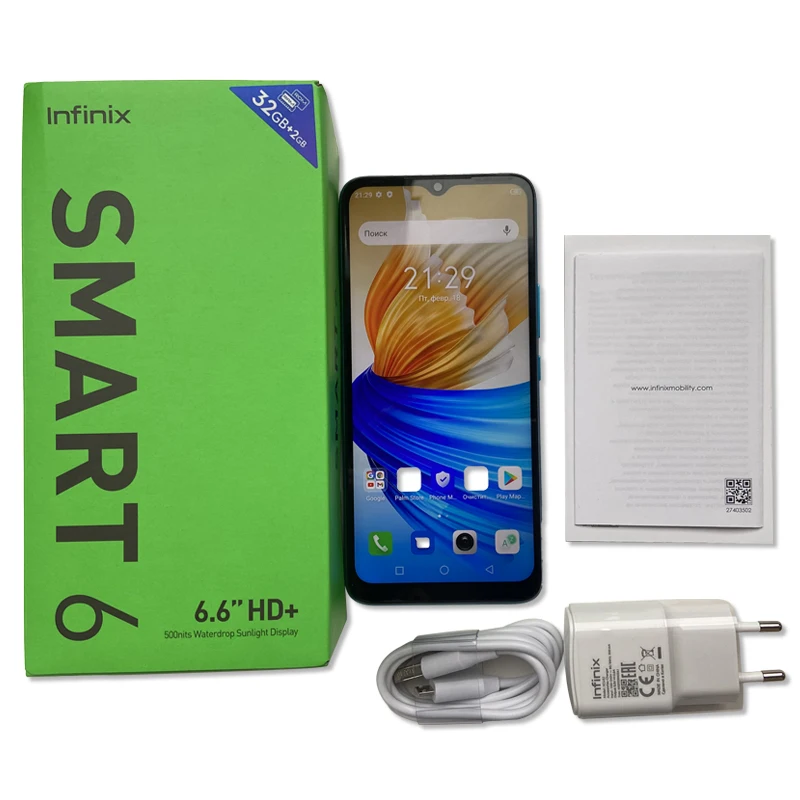 Смартфон глобальная версия Infinix SMART 6 2 Гб 32 ГБ Helio A22 аккумулятор 5000 мАч HD дисплей