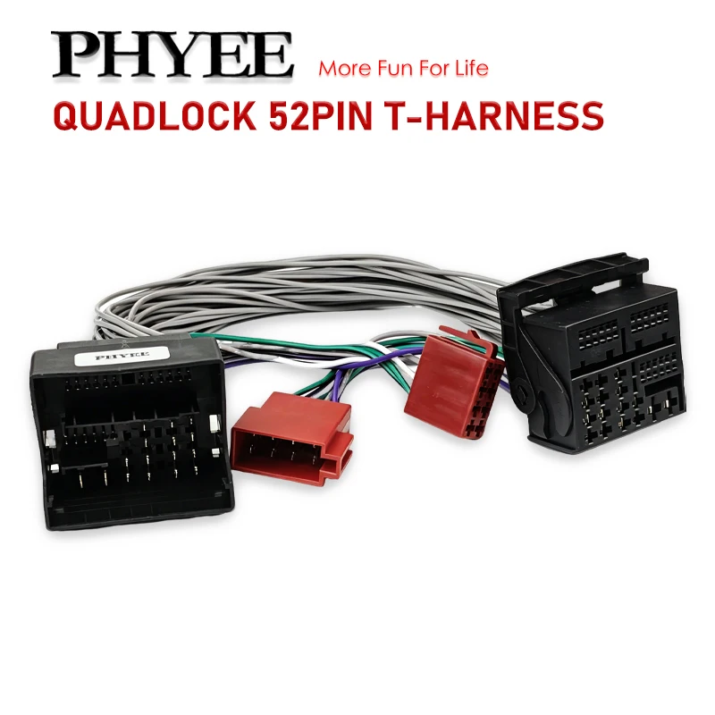 Фото Кабель-адаптер PHYEE MQB Quadlock 52Pin T-Harness для VW Golf 7 Passat B8 Octavia MIB, для автомобильных радиоприемников и DSP-усилителей, без урезки проводки №1